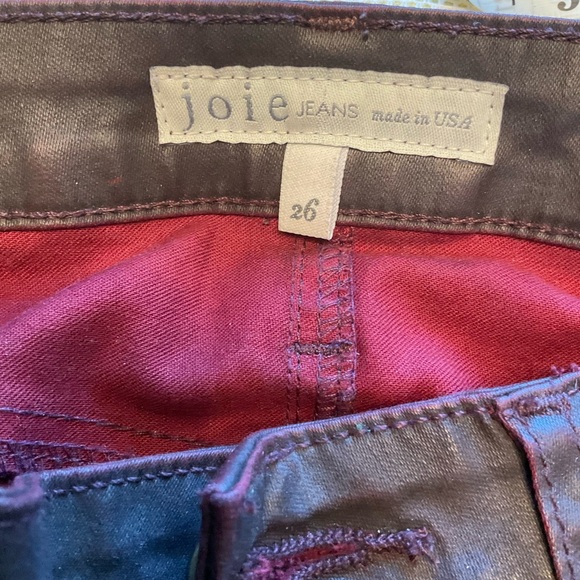 Joie Jeans, Park Skinny B, Wine, Leather Look, zip pockets and at leg hem, Sz 26 - Picture 7 of 14